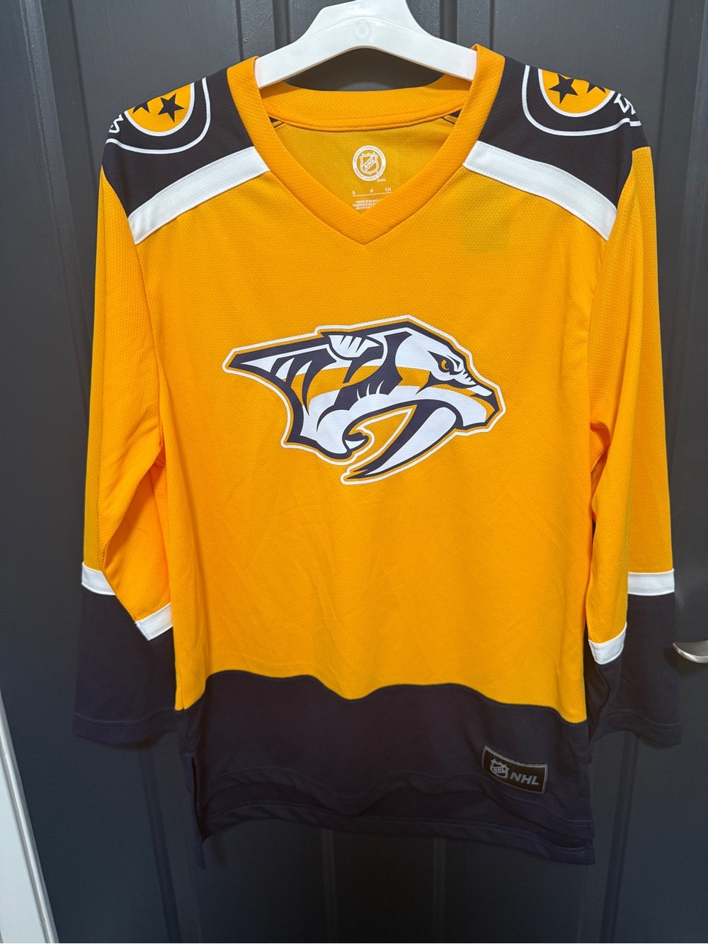 NHL Predators Gold and Navy Hockey Jersey